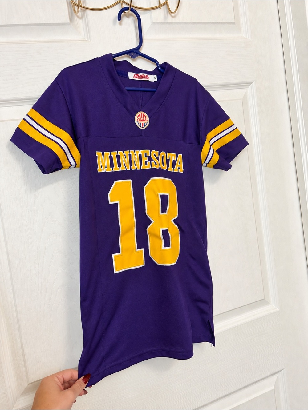 Minnesota Kids Football Jersey in Purple & Gold - Brand: Stitches
